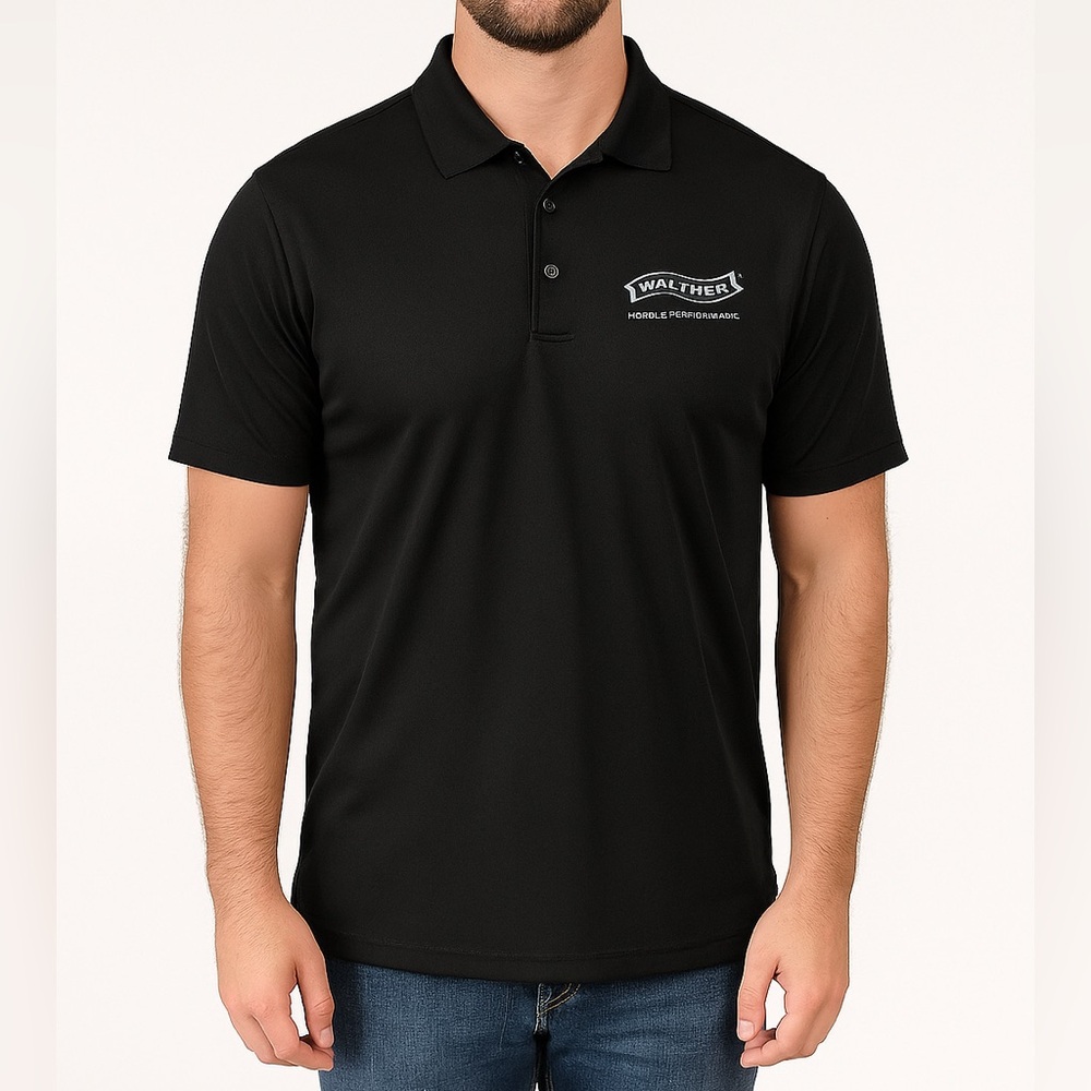 Walther Arms Men’s Black Polo Performance Shirt - L